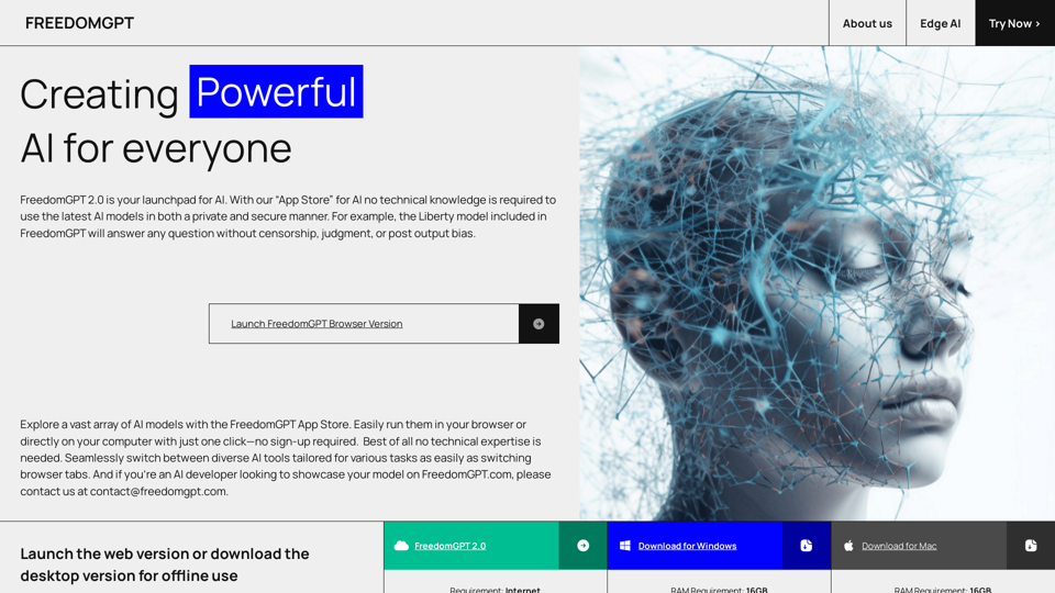 FreedomGPT screenshot