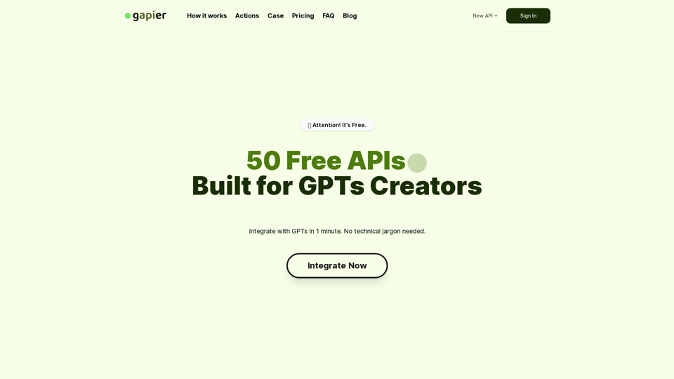 Gapier: Free Actions for ChatGPT Users|custom gpts|ChatGPT Actions|GPTs Actions