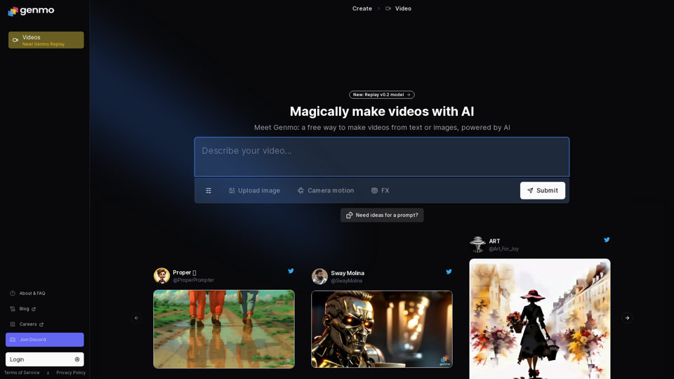 Genmo. Create videos and images with AI. screenshot