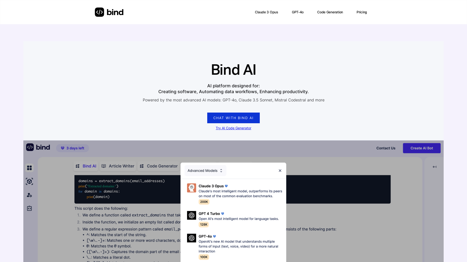Bind AI Copilot screenshot
