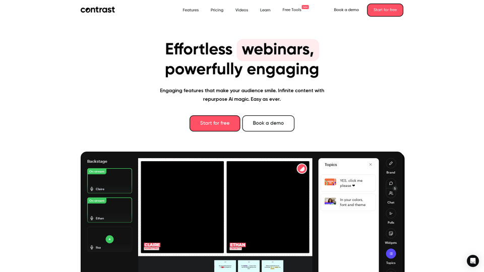 Effortless webinars, powerfully engaging screenshot