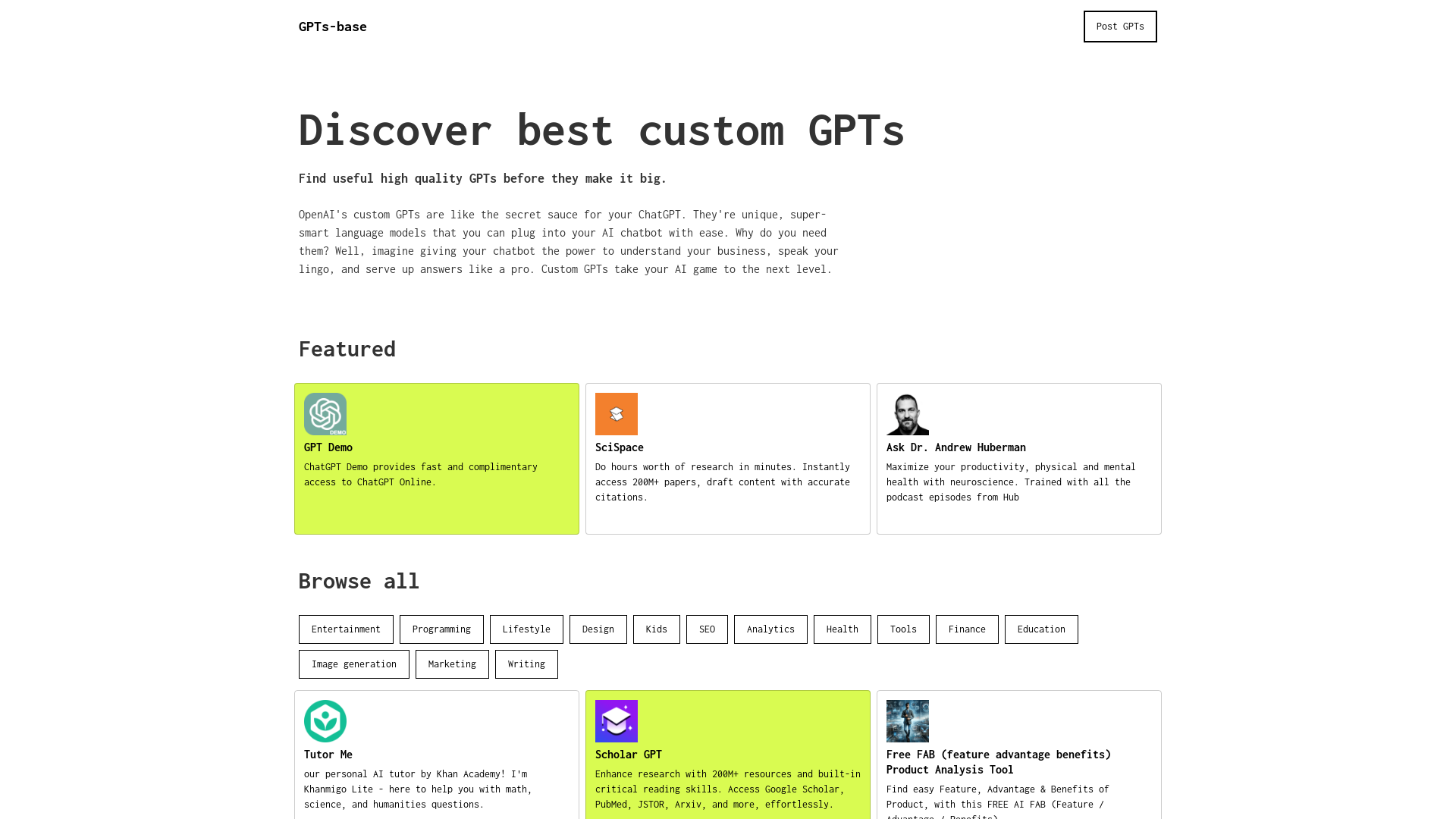 Discover best custom GPT
