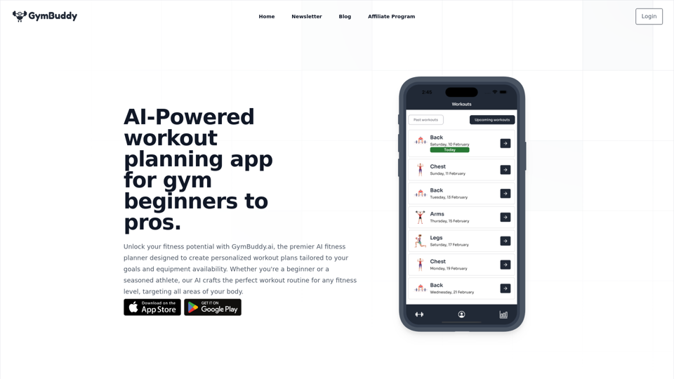 GymBuddy.ai - A.I workout planning for gym users