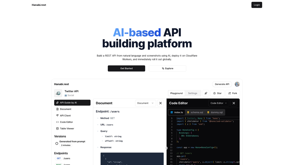 Hanabi.rest | AI-based API building platform