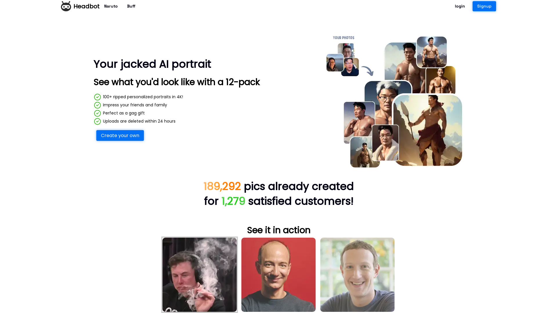 Create your own AI generated buff portraits.