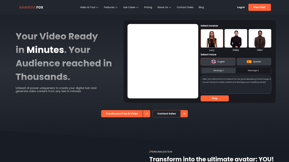 Immersive Fox | AI Text to Video Tool for Multilingual Business Videos