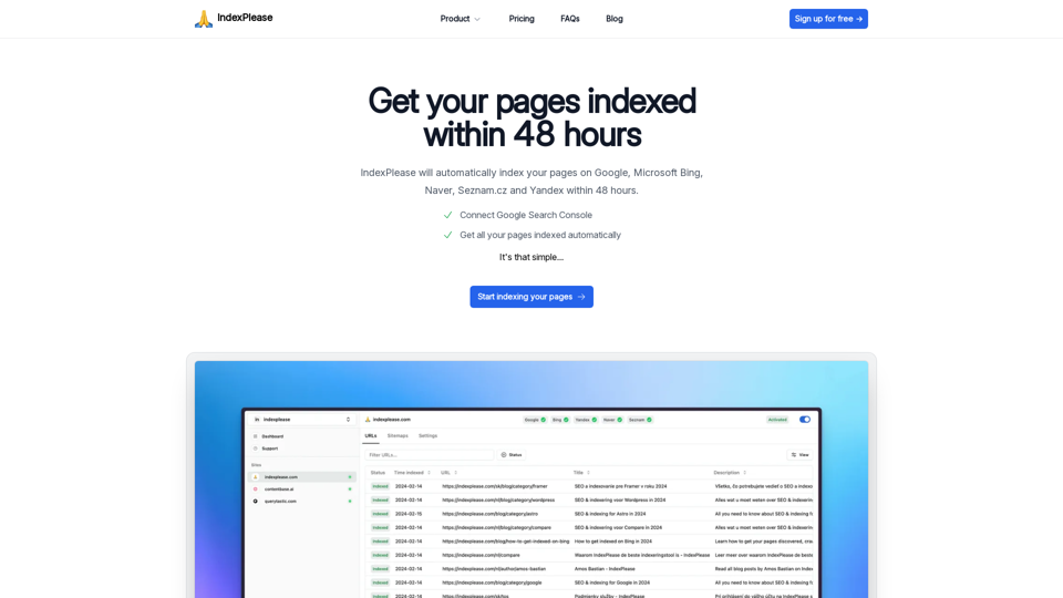 Index your pages within 48 hours