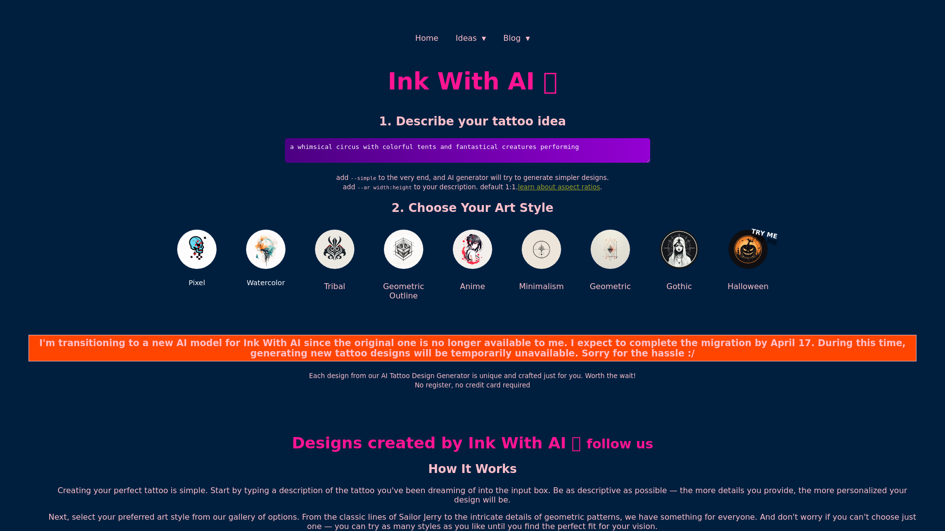 Ink With AI 🤖 Create your unique AI tattoo design screenshot