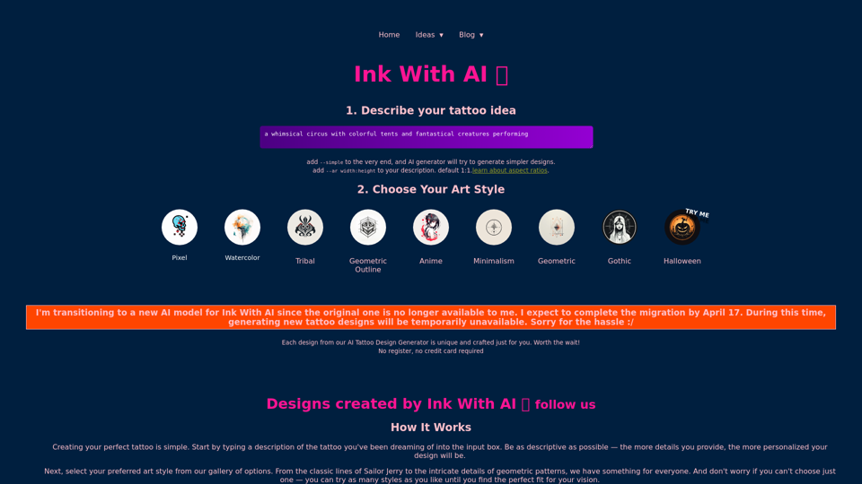 Ink With AI 🤖 Create your unique AI tattoo design