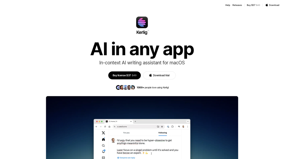 Kerlig™ - In-context AI writing assistant for macOS