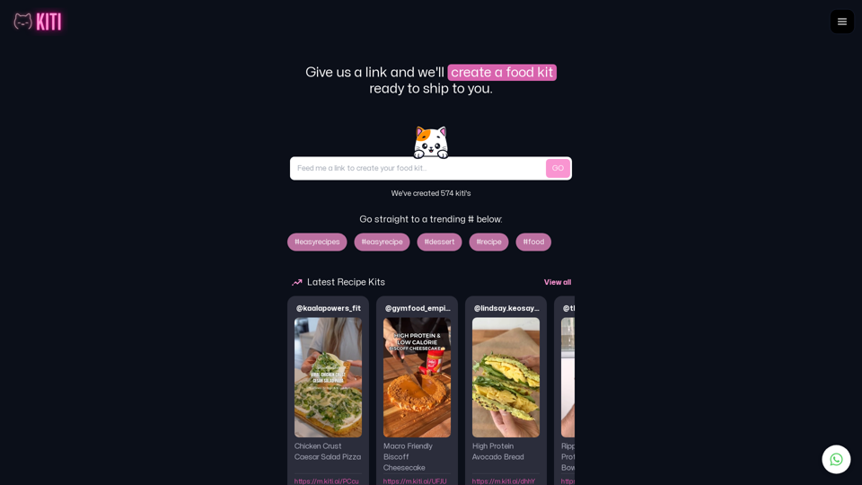 KITI.AI 🐱 Recipe Food Kits Powered by AI screenshot