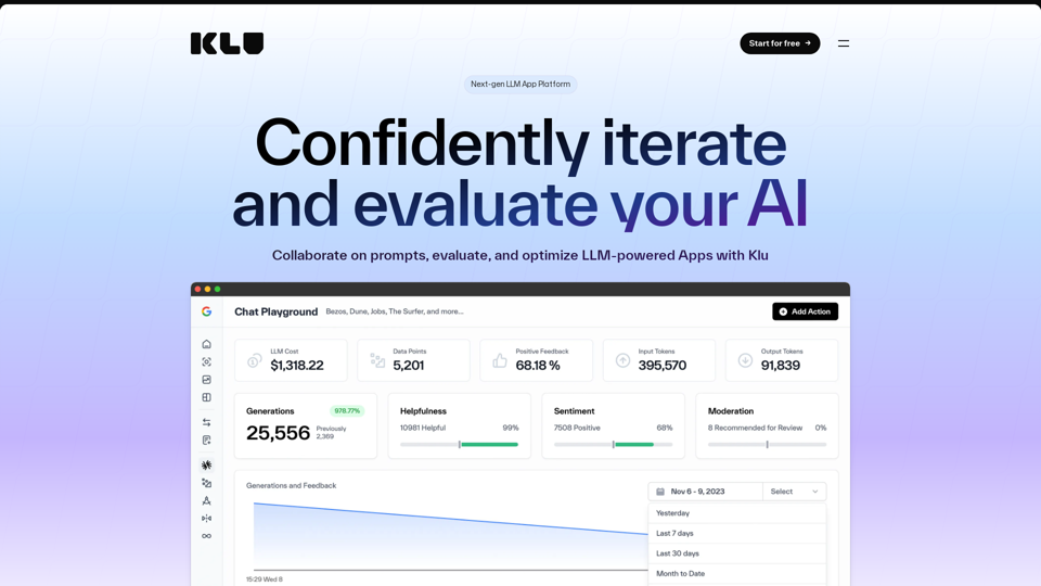 Design, Deploy, and Optimize LLM Apps with Klu screenshot