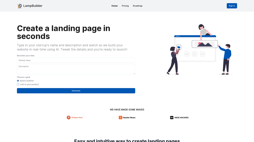 Lampbuilder - Instantly Create Stunning Landing Pages