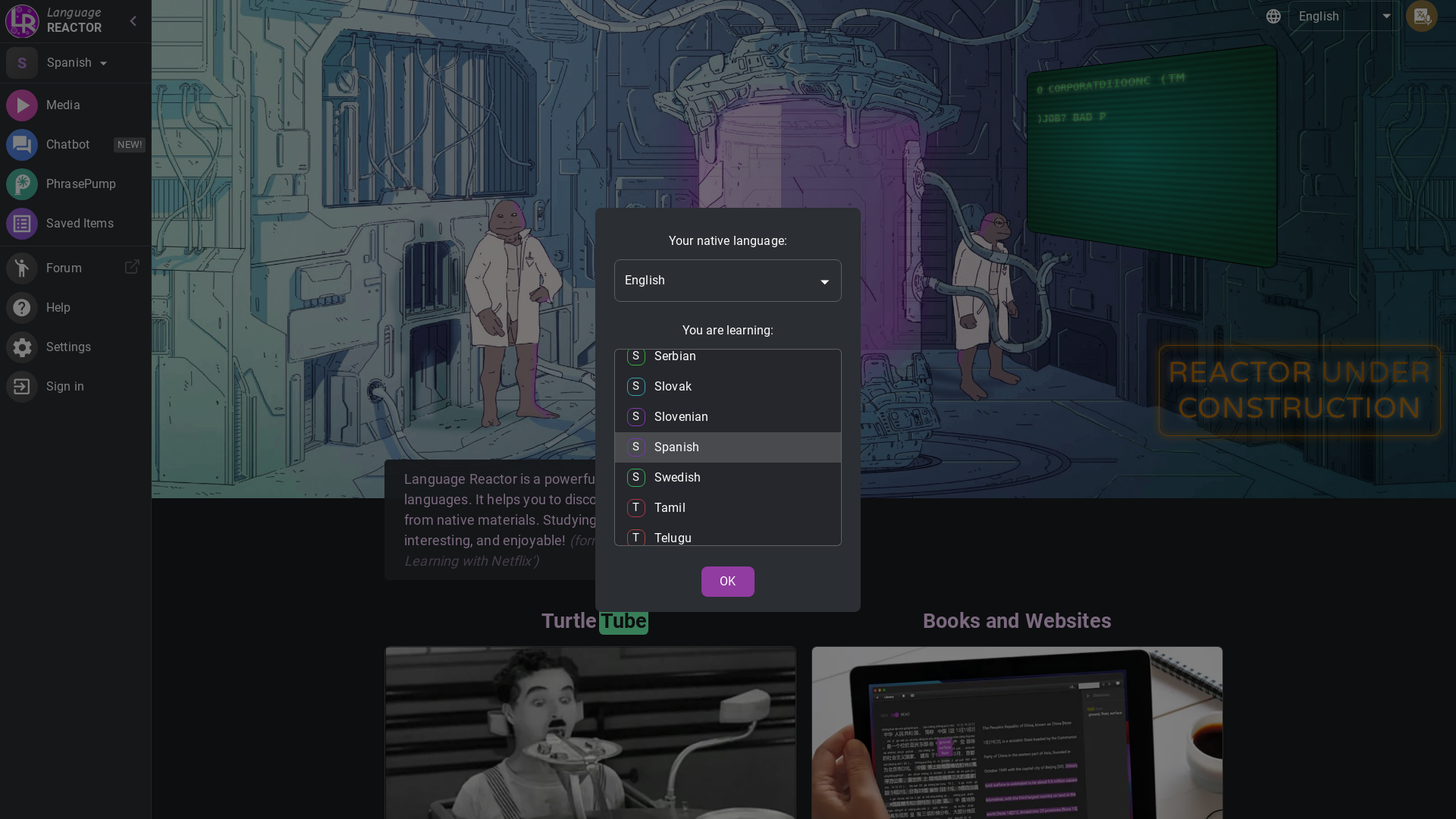 Language Reactor screenshot