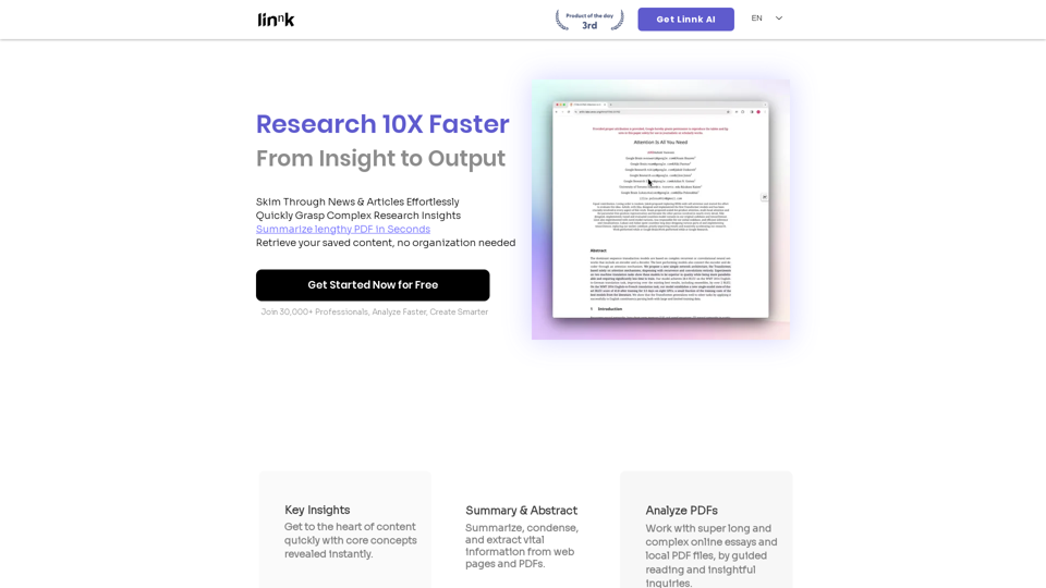 Web Research Assistant & PDF Summarizer - Linnk AI