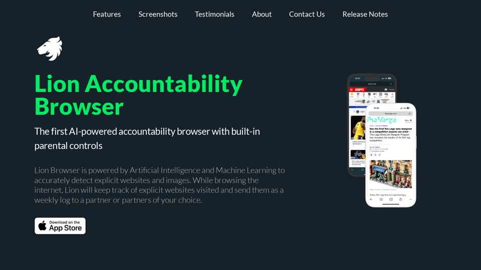 Lion Accountability Browser - The first AI-Powered Accountability Browser with Parental Controls