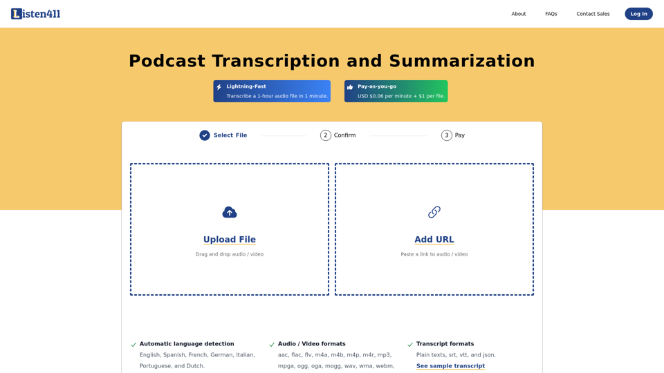 Podcast Transcription and Summarization. Fast and Cheap | Listen411