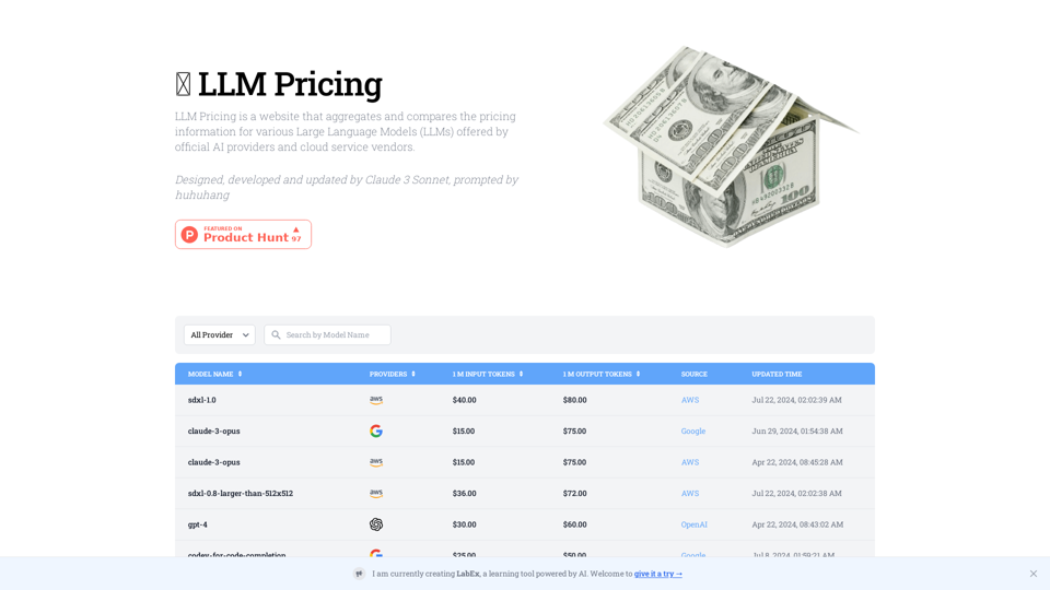 LLM Pricing - Compare Large Language Model Costs and Pricing