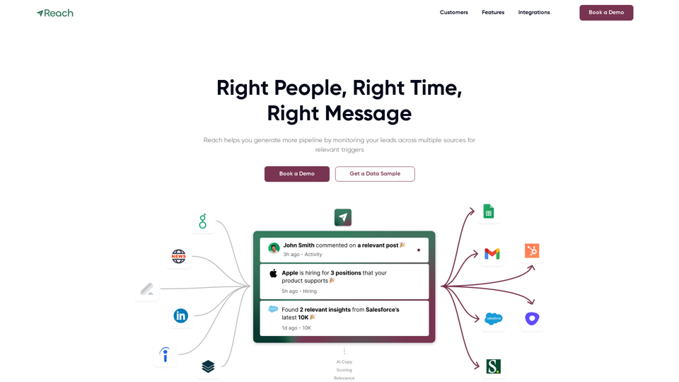 Reach - Generate more sales pipeline with lead and account based triggers across multiple data sources