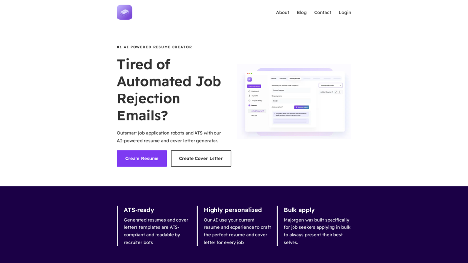 Majorgen - #1 AI resume and cover letter generator