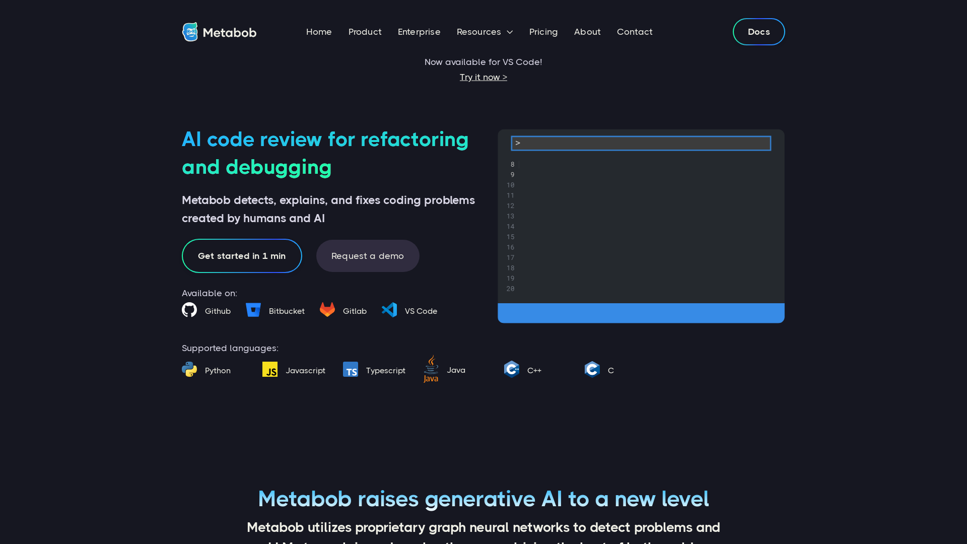 AI code review for refactoring and debugging screenshot