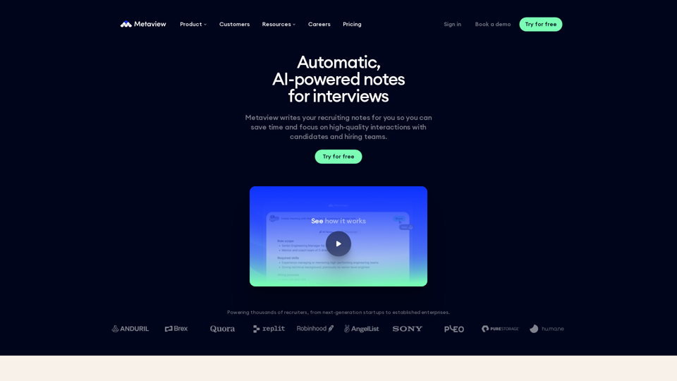 Automatic, AI-generated interview notes | Metaview