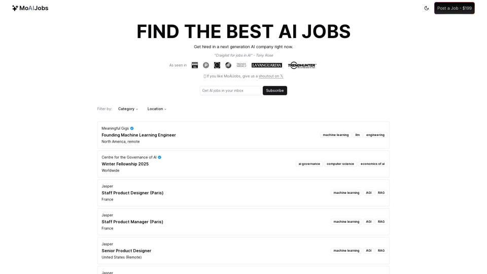 AI Jobs in Machine Learning, Engineering, Research, Data Science, etc