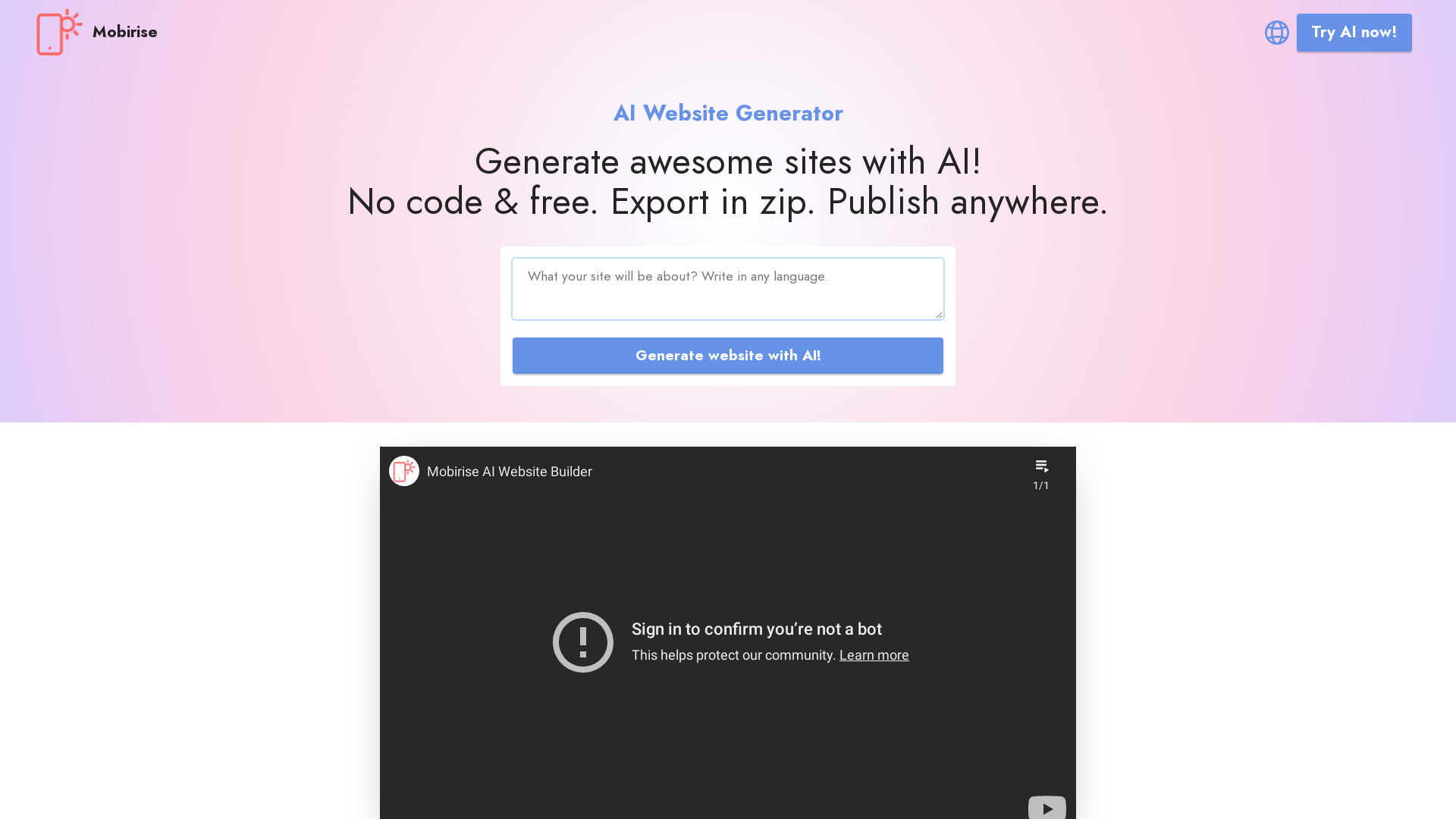 AI Website Generator screenshot
