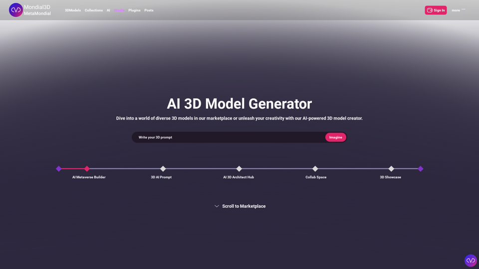 Mondial 3D - 3D Model Marketplace & AI-Powered 3D Model Creation