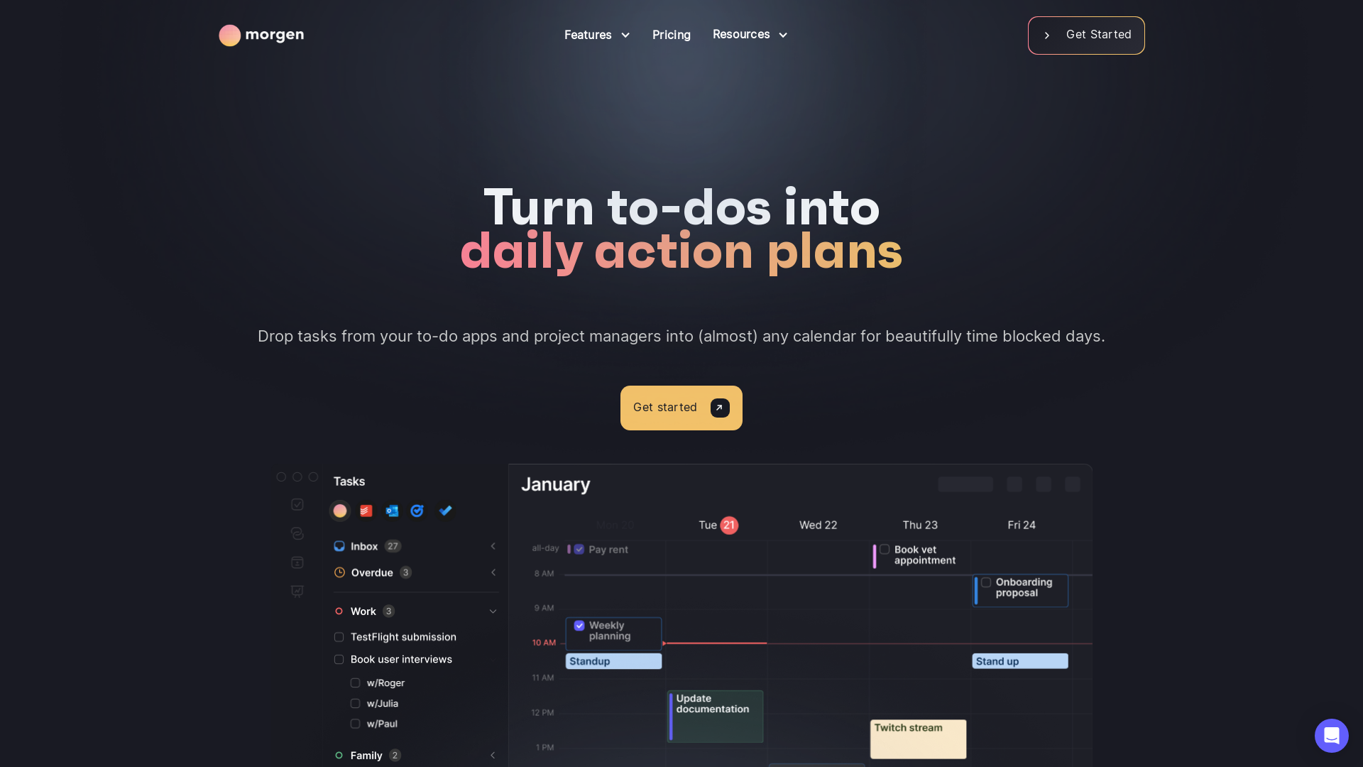 Morgen Calendar and Task Manager screenshot