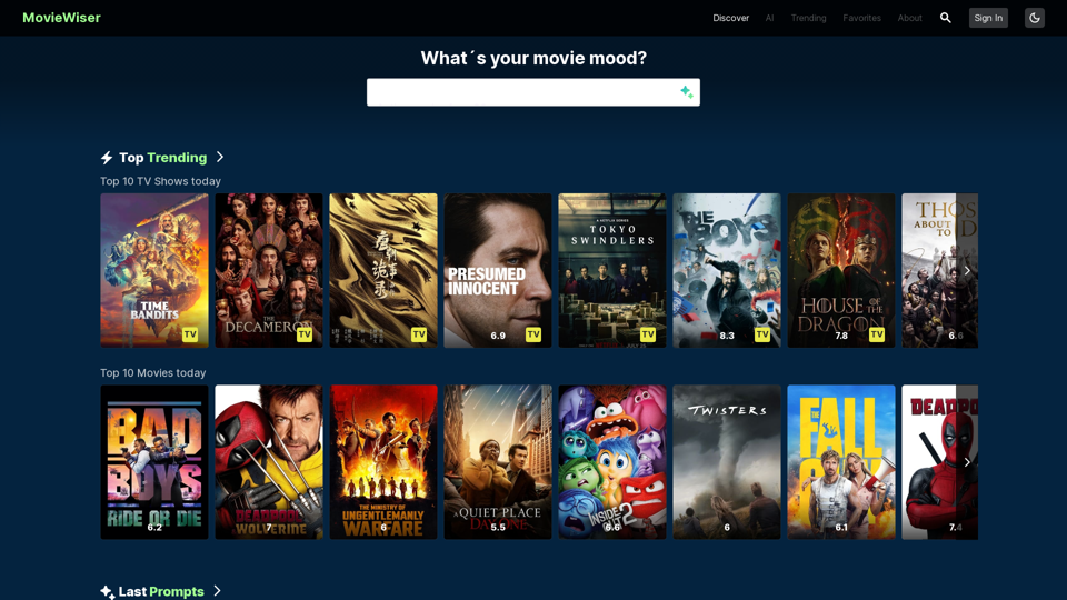 MovieWiser: AI enhanced movie & series recommendations based on your mood