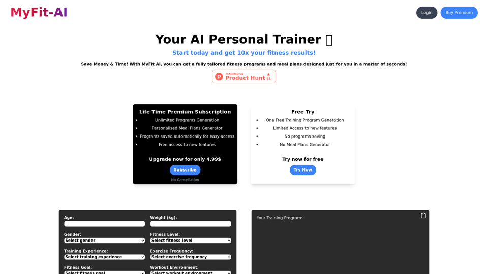 MyFit AI screenshot