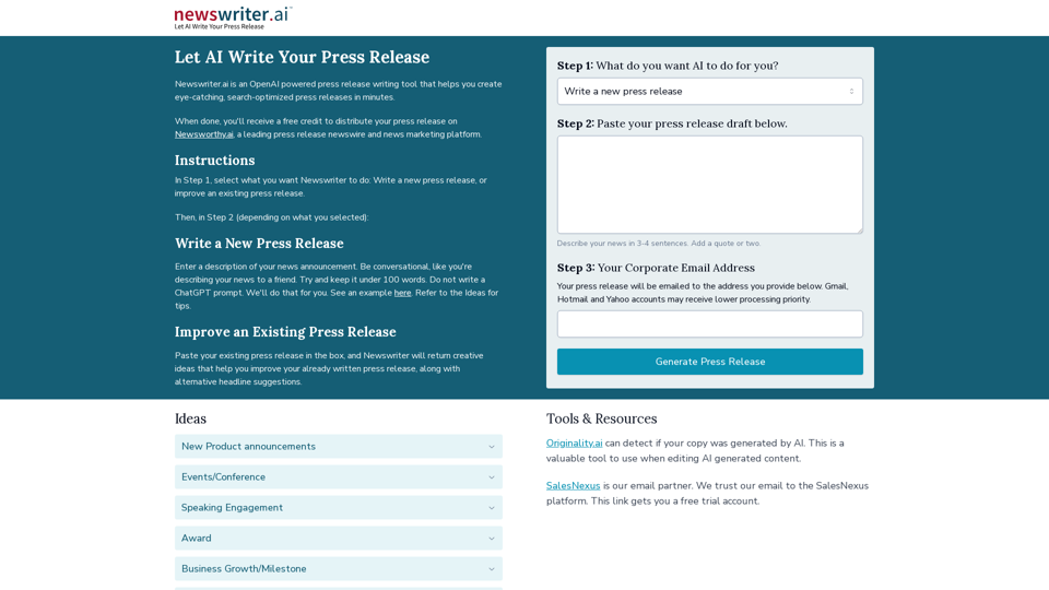 Newswriter.ai screenshot