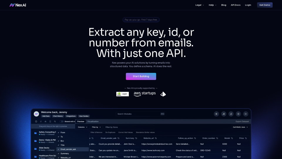 Nex AI - Email Extraction API