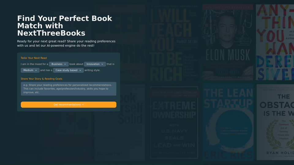 NextThreeBooks.com | AI Book Recommendations