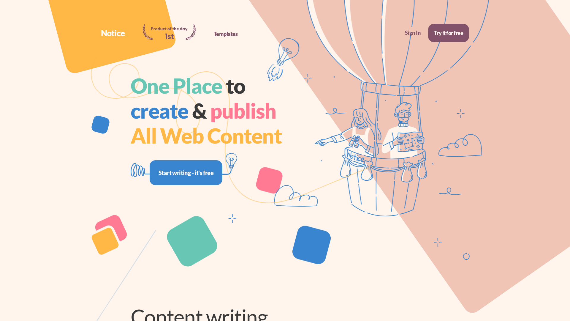 Create Blogs, Docs, Portfolios and much more • Notice