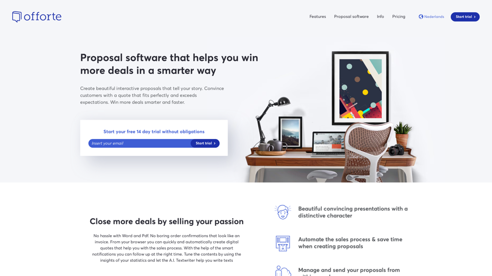 Proposal software for interactive online business proposals