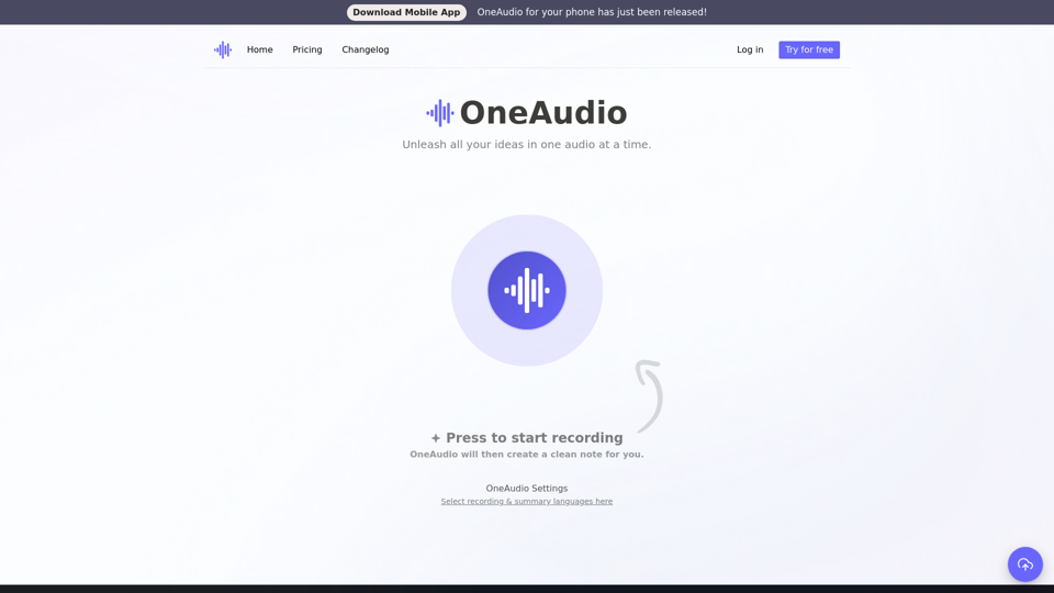 OneAudio – Summarize, transcribe & convert your audios to notes.