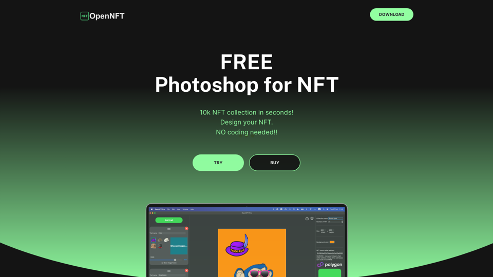 Open NFT - FREE NFT generator software. NFT creation tool