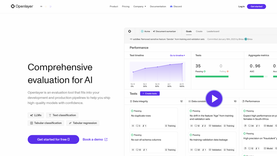 Openlayer - The evaluation workspace for machine learning