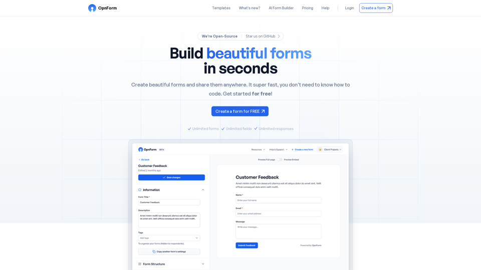 Beautiful forms & Surveys - OpnForm