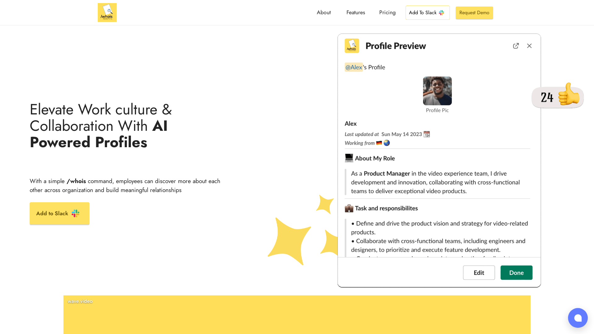 Slack profile screenshot