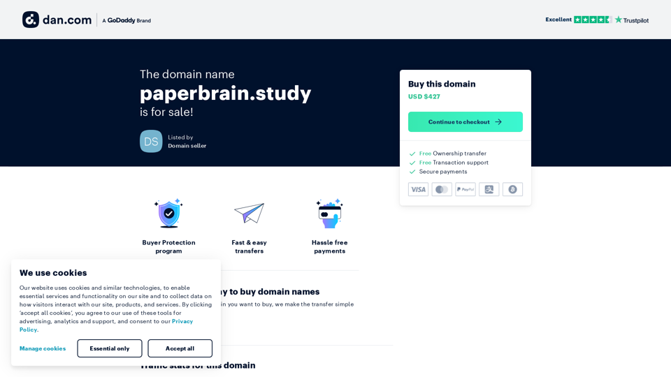The domain name paperbrain.study is for sale screenshot