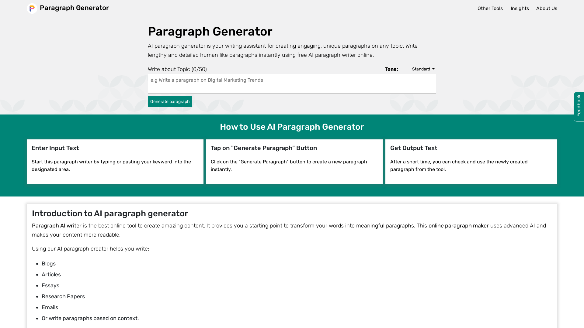 AI Paragraph Generator