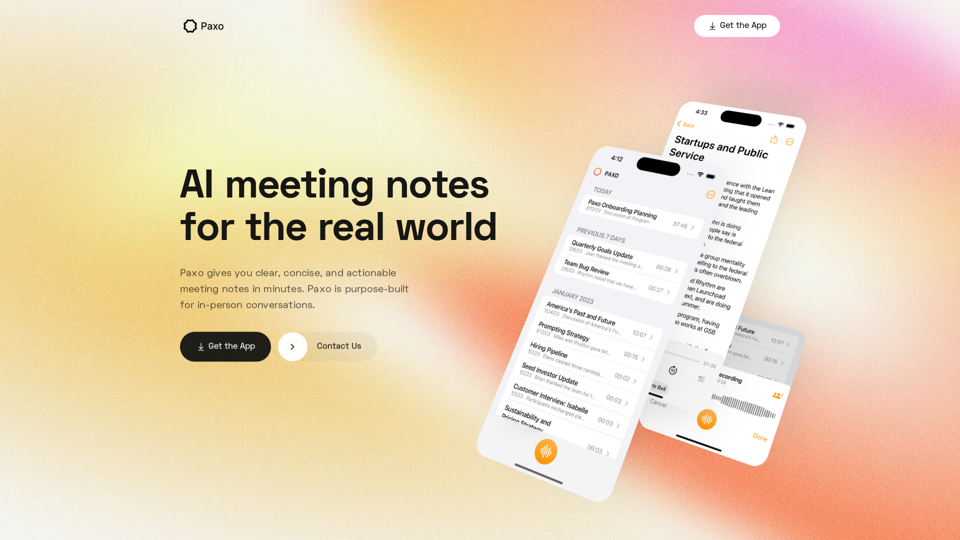 Paxo: AI meeting notes for the real world