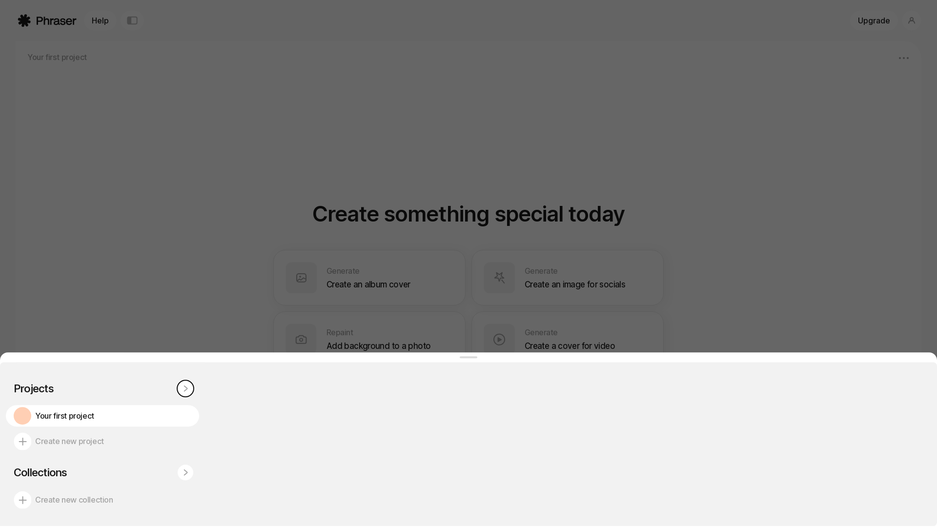 Your first project · Phraser screenshot