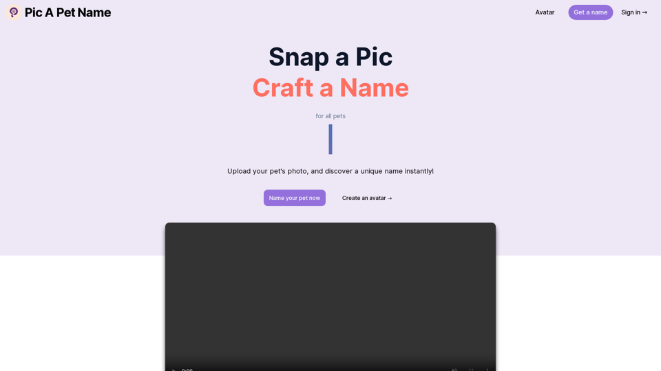 Pic A Pet Name - Unique AI Pet Name Generator from Photos