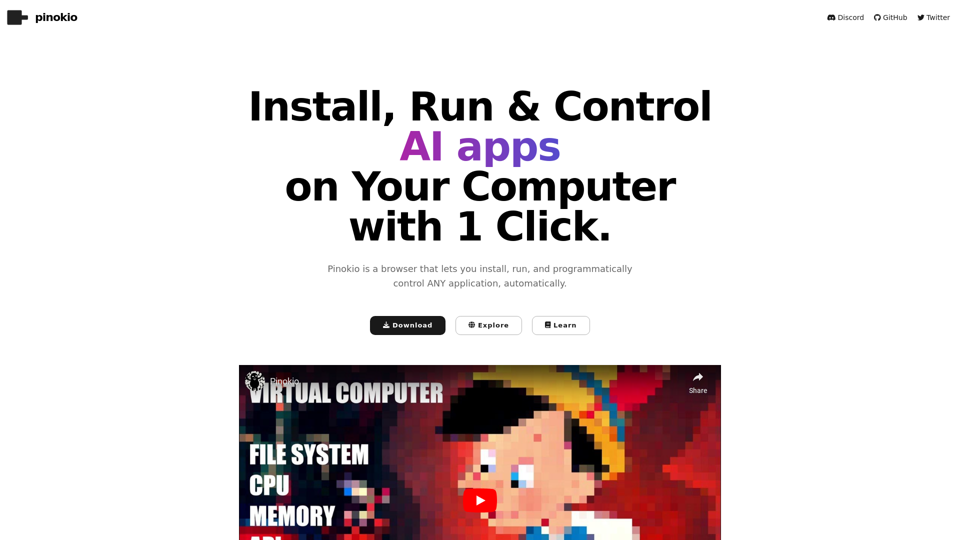 pinokio screenshot