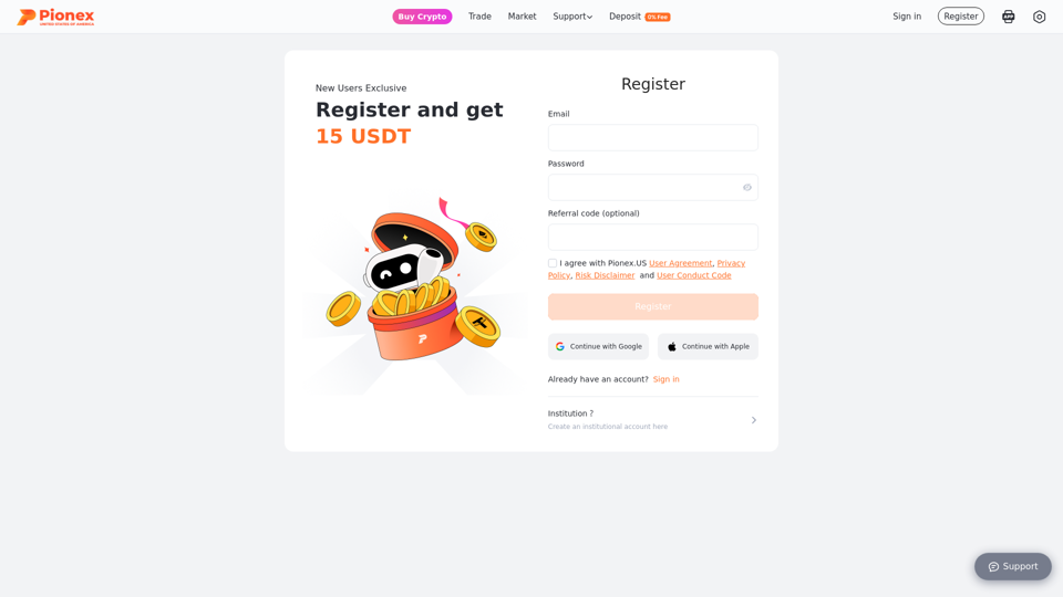 Pionex screenshot