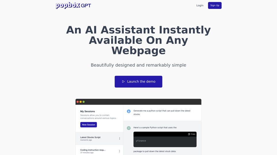 PopboxGPT: AI-Powered GPT Chrome Extension Providing Instant In-Browser Assistance